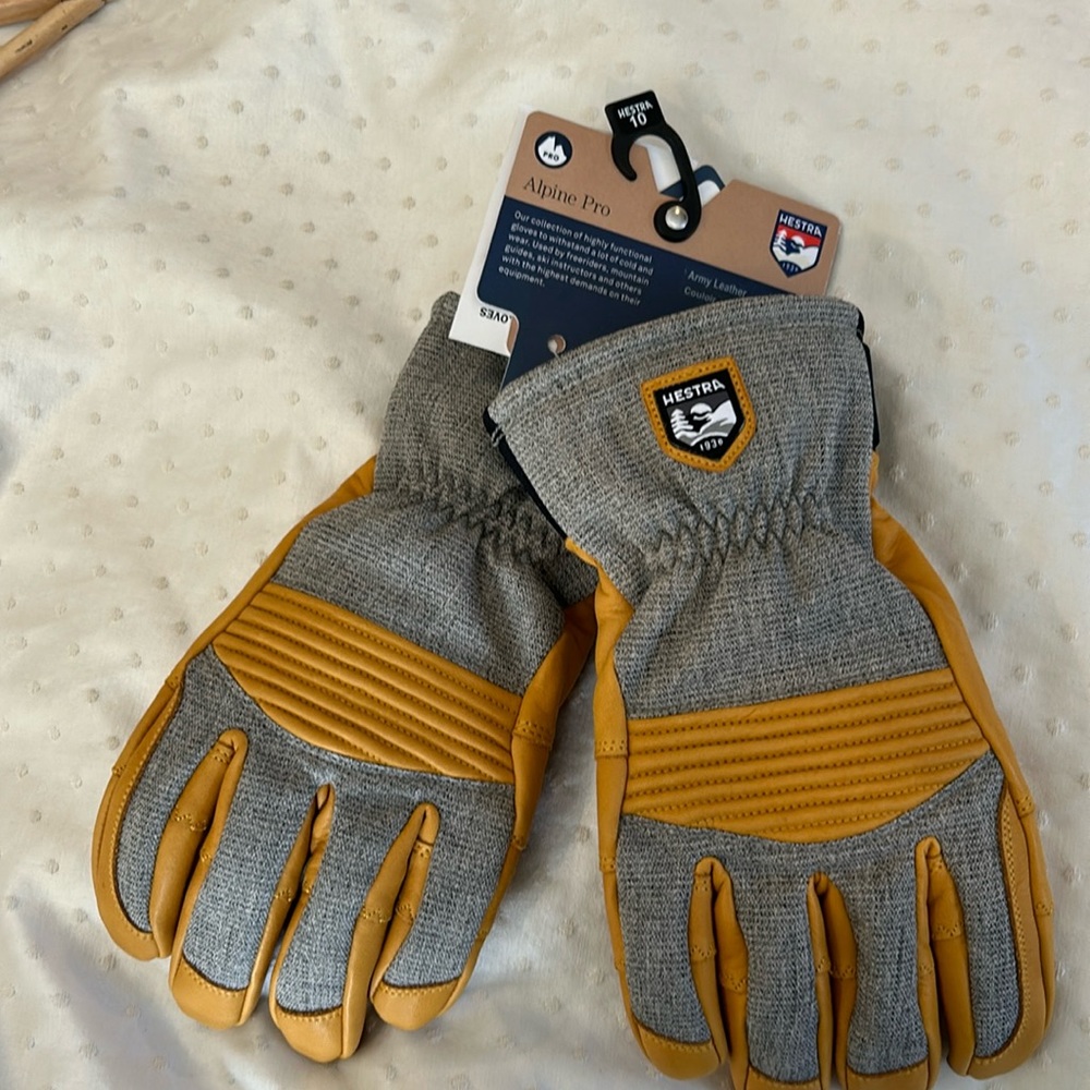 Hestra Alpine pro leather and fabric gloves Size 10 brand New